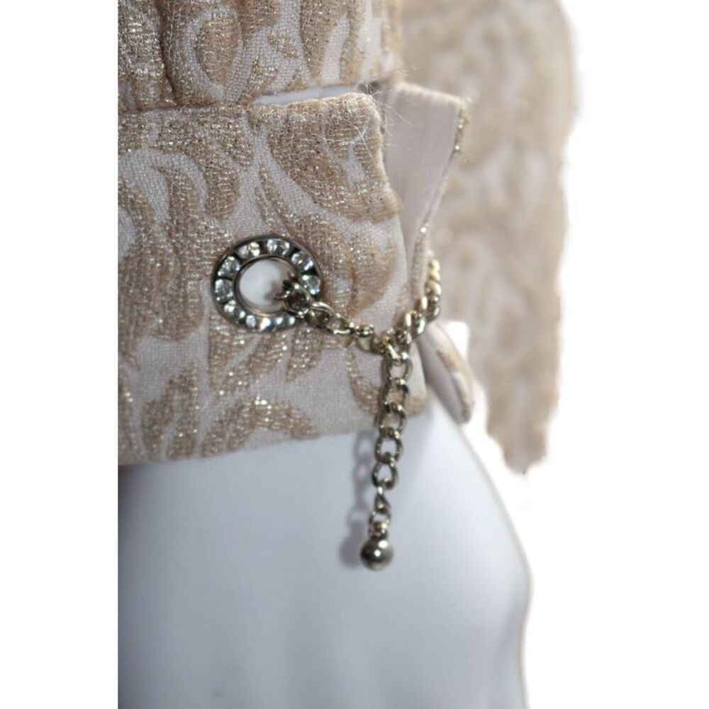 Reiss Womens Textured Glitter Geometric Zipped Charm Sleeved Dress Beige Size 2 - Picture 5 of 7